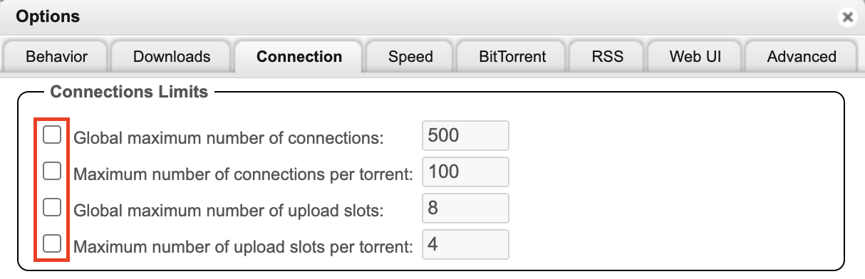 qBittorrent 连接限制
